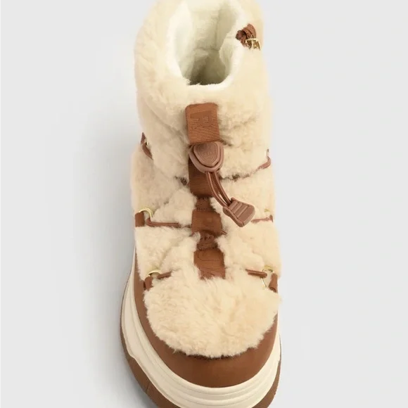 Pajar Cream and Brown Shearling Janie Boots - Picture 2 of 6